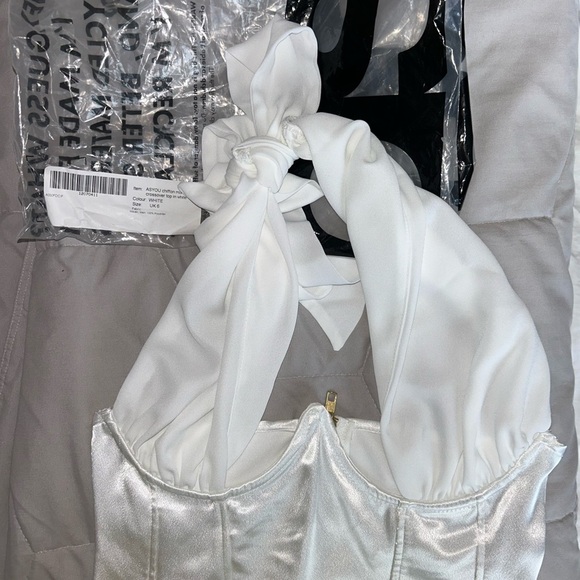NWT ASOS ASYOU White Chiffon Mix Halter Crossover Top - Picture 5 of 5